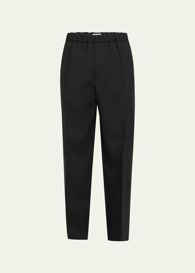 Jil Sander Men's Pintuck Wool Elastic-waist Trousers In Black