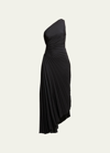 A.l.c Delfina One-shoulder Cut-out Side Gathered Dress In Black
