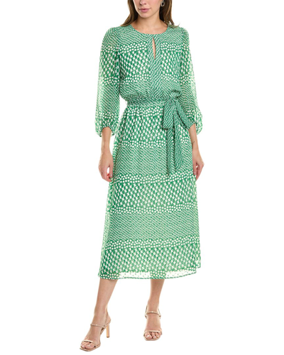 Anne Klein Women's Printed Clip-dot Midi Dress In Green