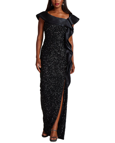 Teri Jon By Rickie Freeman Special Occasion Long Silk Dress In Black