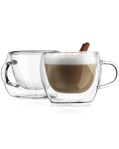 Godinger Contessa Double Walled Glass Teacups, Set Of 2 In Clear