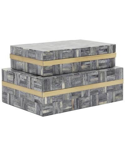 Sagebrook Home Set Of 2 Rectangular Boxes In Gray