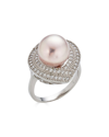 Belpearl Silver 12-11mm Pearl Cz Ring In Metallic