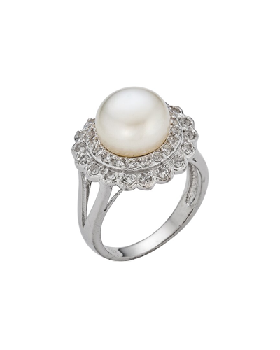 Belpearl Silver 10-11mm Pearl Cz Ring In Metallic