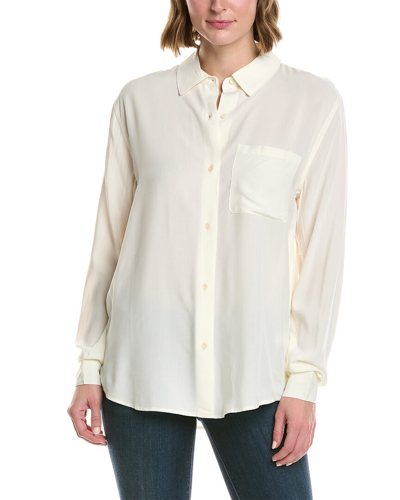 T Tahari Button Collared Shirt In White
