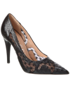 GUCCI GUCCI LOGO PYTHON-EMBOSSED LEATHER & MESH PUMP