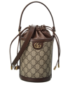 Gucci Beige Ophidia Mini Bucket Bag In Brown