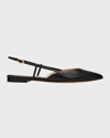 Gianvito Rossi Ascent 05 Leather Slingback Point-toe Flats In Black