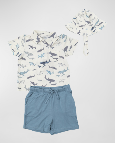 Angel Dear Kids' Boy's Sharks Printed 3-piece Set