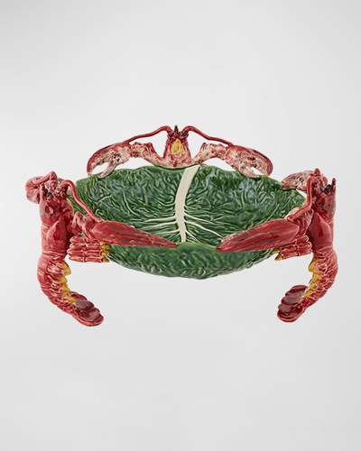 Bordallo Pinheiro Cabbage With Lobsters Centerpiece In Multi