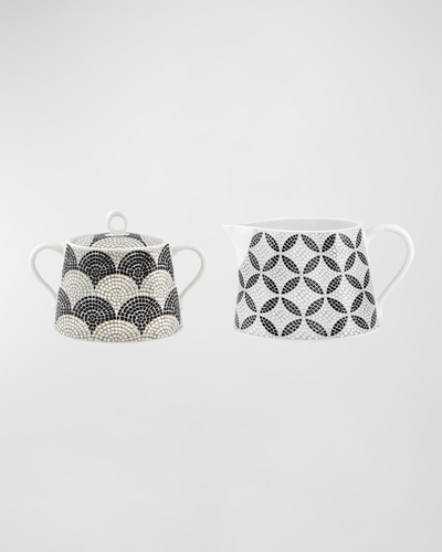 Vista Alegre Calcada Portuguesa Milk Jug & Sugar Bowl Collection In Black/white