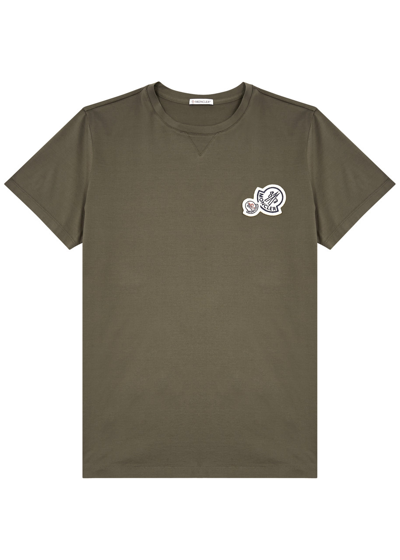 Moncler Logo Cotton T-shirt In Brown
