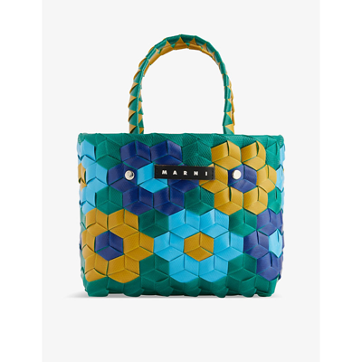 Marni Girls Kids Sunflower Top-handle Woven Tote Bag