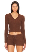 Frankies Bikinis Harlowe Zip Up Hoodie In Chocolate Lily