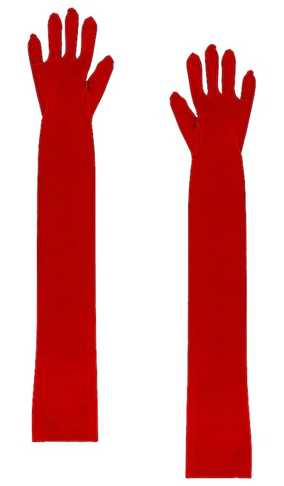 Norma Kamali Long Gloves In Tiger Red