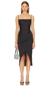 More To Come Adonia Wrap Midi Dress In Black