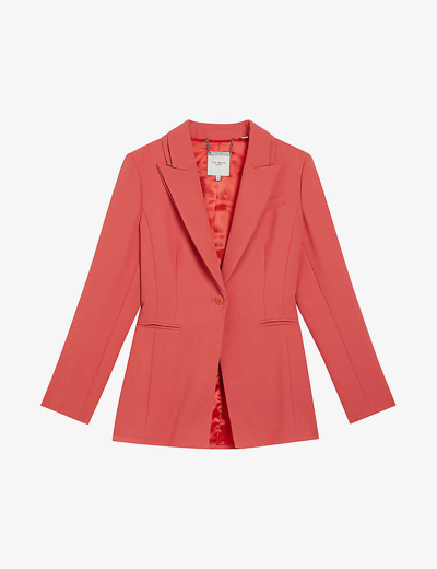 Ted Baker Womens Coral Peak-lapel Single-breasted Woven Blazer In Orange