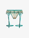 Lounge Underwear Womens Celine Floral-embroidered Two-piece Lace Set In Green