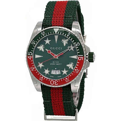 Pre-owned Gucci Men's Dive Green Dial Watch