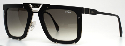 Pre-owned Cazal 648 002 Black Silver Mens Square Full Rim Sunglasses 56-25-145 B:46 In Green
