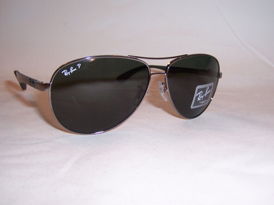 Pre-owned Ray Ban Rayban Sunglasses Carbon Fibre Rb 8313 004/n5 Gunmetal/green Polarized 61mm