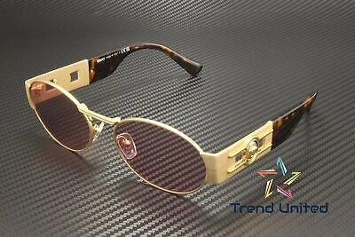 Pre-owned Versace Ve2264 100284 Matte Gold Light Violet 56 Mm Unisex Sunglasses In Purple