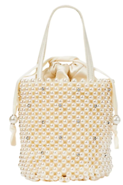 Pre-owned Kate Spade Pearl Shoulder Bag Womens White Bucket Purl Faux Crystal Beaded Colle In Off White