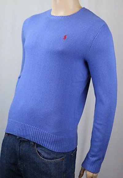 Pre-owned Polo Ralph Lauren Blue Cashmere Sweater Red Pony $325