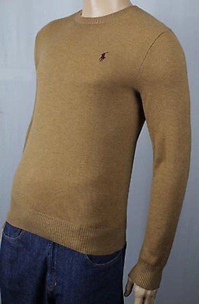 Pre-owned Polo Ralph Lauren Camel Cashmere Sweater Burgundy Pony $325 In Red