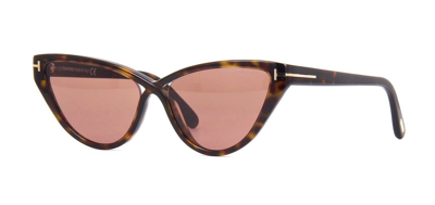 Pre-owned Tom Ford Charlie-02 Ft 0740 Dark Havana/light Brown (52e) Sunglasses