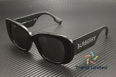 Pre-owned Burberry Be4410 300187 Black Dark Grey 52 Mm Women's Sunglasses In Gray