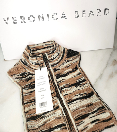 Pre-owned Veronica Beard Dickey Jacket Insert Trinity Brown Striped Womens $278