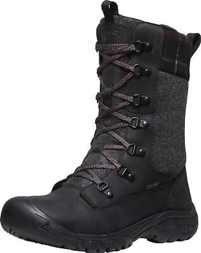 Pre-owned Keen Greta Tall Boot Waterproof Women's Winter Boots, Black/black Plaid, W8