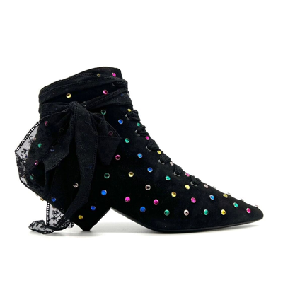 Pre-owned Saint Laurent Blaze Heels Booties Shoes 37 In Black