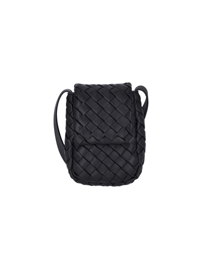 Bottega Veneta Woven Shoulder Bag In Black  