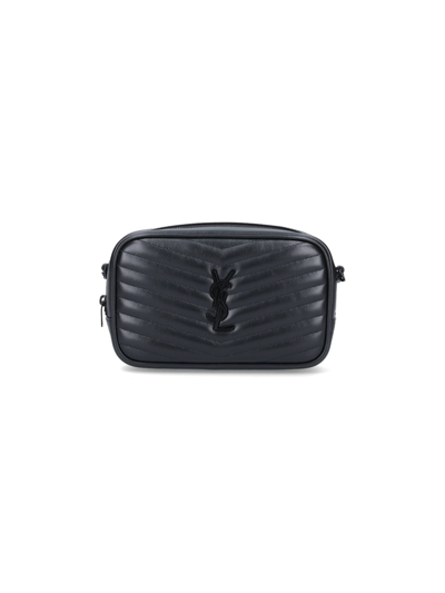 Saint Laurent Mini Lou Pebbled Leather Camera Bag In Black