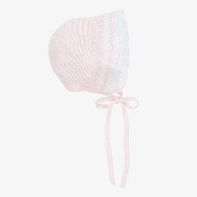 Paz Rodriguez Baby Girls Pink Organic Cotton Knit Bonnet