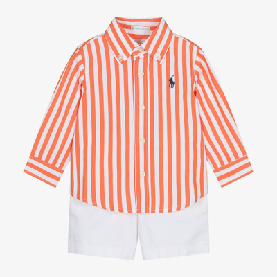 Ralph Lauren Babies' Polo Pony-embroidered Set In Orange