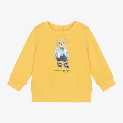 Ralph Lauren Baby Girls Yellow Cotton Bear Sweatshirt
