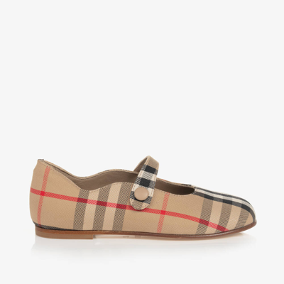 Burberry Kids' Girls Beige Vintage Check Pumps