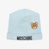 MOSCHINO BABY PALE BLUE COTTON BABY HAT