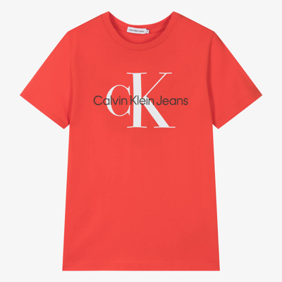 Calvin Klein Teen Bright Red Cotton T-shirt