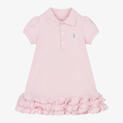 Ralph Lauren Baby Girls Pink Ruffle Polo Dress