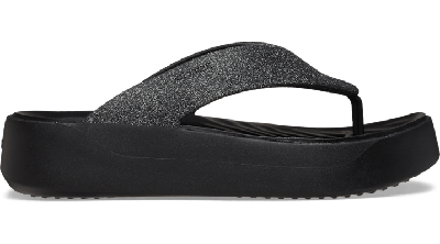 Crocs Getaway Platform Glitter Flip In Black