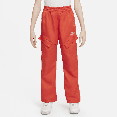 Nike Kids' Sportswear Water Repellent Cargo Pants In Picante Red/white