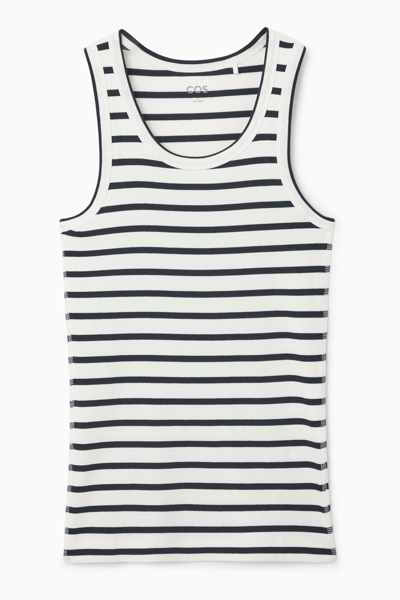 Cos Ribbed Tank Top In Blue