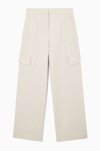 Cos Wide-leg Cargo Pants In Beige