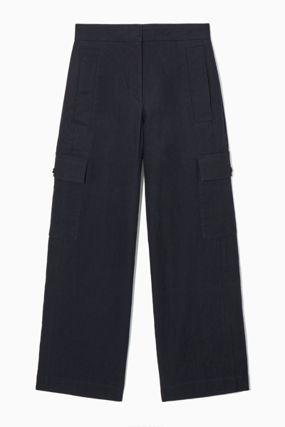 Cos Wide-leg Cargo Pants In Blue