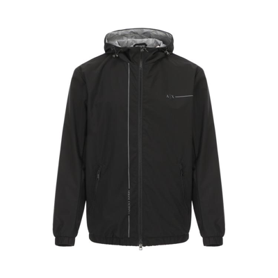 Armani Exchange Zip-up Hooded Jacket In Black