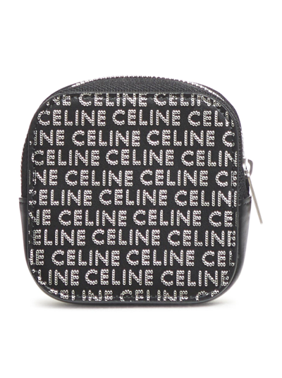 Celine Coin Purse With Allover Logo In Black